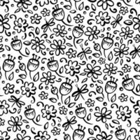 bloem monochroom hand- getrokken naadloos patroon vector afdrukken