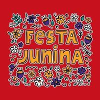 festa Junina bloem Brazilië vakantie vector illustratie tekst