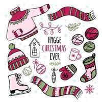 hygge Kerstmis ooit winter kleren vector illustratie reeks