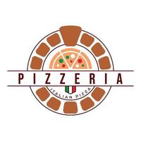 oven en pizza logo sjabloon vector. luxe pizzeria logo. Italiaans pizza vlak logo ontwerp. vector