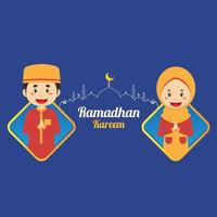 ramadhan kareem achtergrond met karakter vector