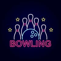 Neon bowling teken vector