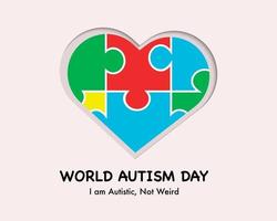 wereld autisme dag in papieren stijl vector
