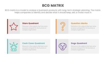 bcg groei delen Matrix infographic gegevens sjabloon met lang doos rechthoek concept voor glijbaan presentatie vector