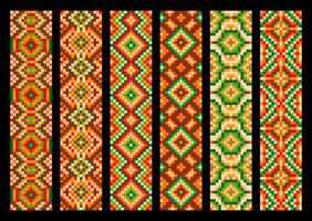 etnisch Mexicaans pixel patroon, aztec tribal borders vector