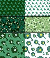 reeks van bloemen naadloos patronen. texturen met decoratief groen bloem vector