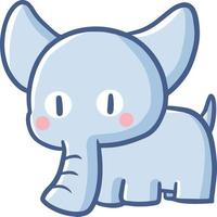 schattig en grappig blauw olifant staand vector