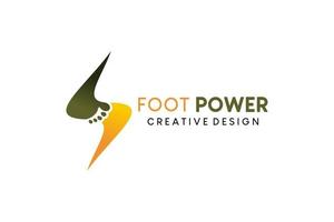 voet zorg en Gezondheid voet behandeling logo ontwerp met elektrisch macht icoon concept vector