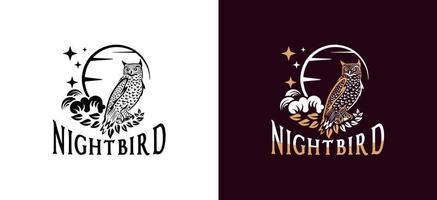 uil of nacht vogel logo ontwerp met creatief concept vector