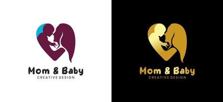 mam en baby silhouet vector illustratie logo ontwerp