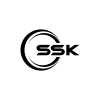 ssk brief logo ontwerp in illustratie. vector logo, schoonschrift ontwerpen voor logo, poster, uitnodiging, enz.
