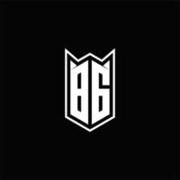 bg logo monogram met schild vorm ontwerpen sjabloon vector