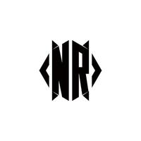 nr logo monogram met schild vorm ontwerpen sjabloon vector