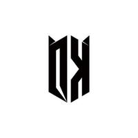 qk logo monogram met schild vorm ontwerpen sjabloon vector