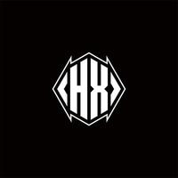hx logo monogram met schild vorm ontwerpen sjabloon vector