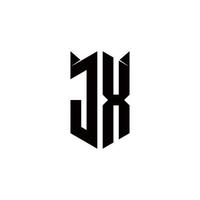jx logo monogram met schild vorm ontwerpen sjabloon vector