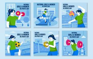 nationaal meisjes en Dames in sport- sociaal media vector