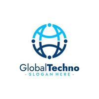 globaal technologie logo. netwerk en wetenschap ontwerp. vector illustratie