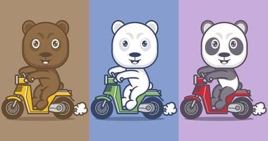 schattig tekenfilm polair beer en panda vector