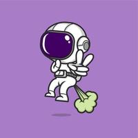 grappig tekenfilm astronaut scheten laten vector