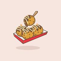 schattig tekenfilm takoyaki vector