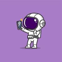 schattig tekenfilm astronaut selfie vector