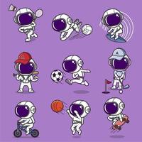 sport schattig tekenfilm astronaut vector