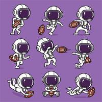 rugby sport schattig tekenfilm astronaut vector