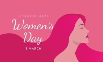 internationale vrouwendag, 8 maart, vrouw hoofd illustratie van zijaanzicht gelukkige vrouwendag. vector