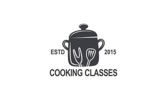 wijnoogst Koken klasse en voedsel etiketten emblemen badges logo culinaire school- Koken cursussen vector