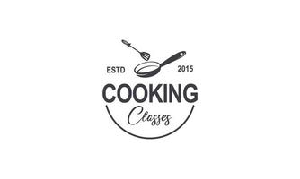 wijnoogst Koken klasse en voedsel etiketten emblemen badges logo culinaire school- Koken cursussen vector