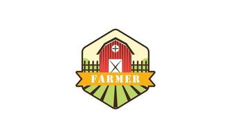 illustratie boerderij kleur logo in wijnoogst stijl vector