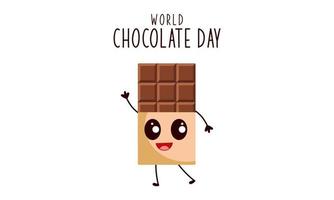 schattig tekenfilm van chocola blokken zeggen gelukkig wereld chocola dag vector