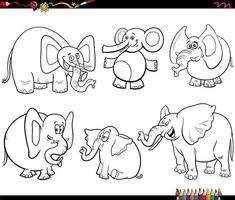 tekenfilm olifanten dieren reeks kleur bladzijde vector