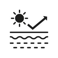 uv bescherming huid silhouet icoon. hou op ultra paars en spf room concept. reflecteren ultraviolet straling van huid glyph pictogram. blok zonne- licht icoon. geïsoleerd vector illustratie.