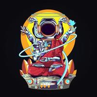 astronaut buddha relegion artwork illustratie vector