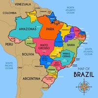 kleurrijk kaart van Brazilië vector