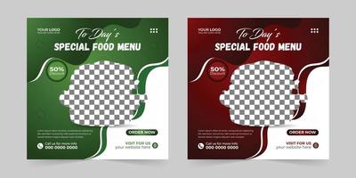 bewerkbare voedsel menu restaurant bedrijf afzet sociaal media post en digitaal afzet Promotie advertenties verkoop en korting web banier vector sjabloon ontwerp
