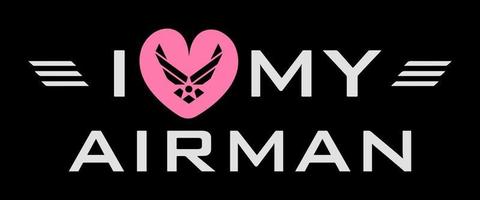 ik liefde mijn vlieger. lucht dwingen piloot citaat met lucht dwingen logo in de roze hart vorm geven aan. vector