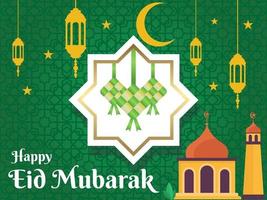 gelukkige eid mubarak feestelijke illustratie, wenskaart vector