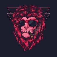 roze leeuw roken vectorillustratie vector