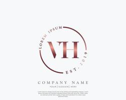 eerste brief vh vrouwelijk logo schoonheid monogram en elegant logo ontwerp, handschrift logo van eerste handtekening, bruiloft, mode, bloemen en botanisch met creatief sjabloon vector