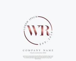 eerste brief wr vrouwelijk logo schoonheid monogram en elegant logo ontwerp, handschrift logo van eerste handtekening, bruiloft, mode, bloemen en botanisch met creatief sjabloon vector