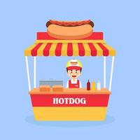 verkoper verkoopt hotdogcabine straat vector