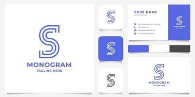 eenvoudig en minimalistisch lijnletter s-logo met de sjabloon voor visitekaartjes vector