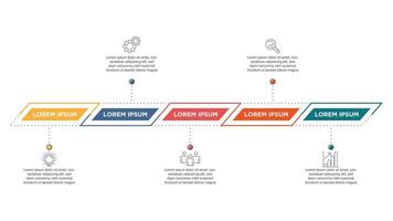 infographics voor bedrijf concept met pictogrammen en 5 opties of stappen. voor inhoud, diagram, stroomschema, stappen, onderdelen, tijdlijn infografieken, werkstroom, grafiek. vector