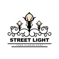 straat licht logo, bliksem lantaarn vector, sjabloon icoon retro klassiek wijnoogst ontwerp vector