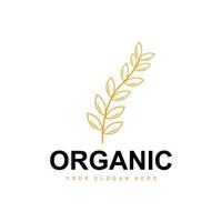 tarwe rijst- logo, agrarisch biologisch planten vector, luxe ontwerp gouden bakkerij ingrediënten vector