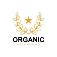 tarwe rijst- logo, agrarisch biologisch planten vector, luxe ontwerp gouden bakkerij ingrediënten vector