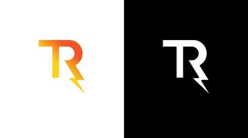 bout brief tr logo en bliksem donder monogram icoon ontwerp sjabloon vector